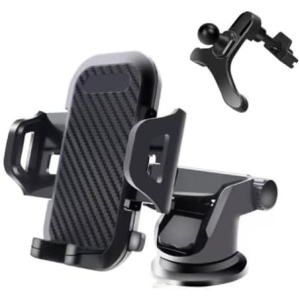 Mobile Phone Car Holder Mount Windshield/Air Vent/Dashboard Cell Phone Holder for Car 360 Degree Rotation Universal Suction Mount Stand- Black