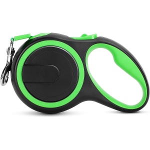 Retractable Heavy-Duty Dog Leash for Large and Strong Breed Dogs with Anti-Slip Handle 24ft Strong Nylon Tape One-Handed Brake Pause Lock - Green