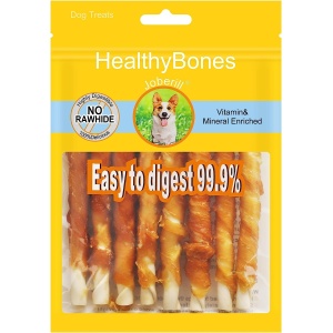 HealthyBones Chicken Breast Wrapped Natural Dog Treats, Healthy High-protein chicken fillet dog treats for Med Herding Dogs , 9 Count