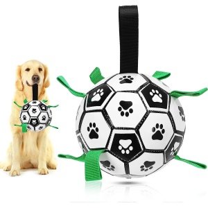 Best Pet Dog Toys Soccer Ball with Interactive Pulling Tabs, Dog Toys for Tug of War, Puppy Birthday Gifts, Dog Tug Toy, Dog Water Toy, Durable Dog Balls For Large Mixed Breed Dogs