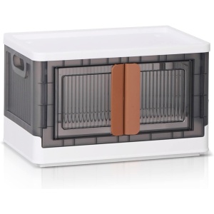 Collapsible Storage Cabinet- Versatile and Easy to Assemble Storage Solution for Home and Office- Storage Bins With Lids/Plastic Storage/Stackable- 19 Gal Folding Storage Box- White