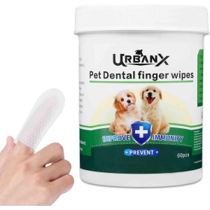 Teeth Cleaning Wipes for Chihuahua and Other Companion Dogs Dogs, Remove Bad Breath, Plaque, and Tartar Buildup, No-Rinse Disposable Dog Finger Toothbrush, Gentle Gum Care Pet Wipes, 60 Count