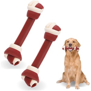 Rawhide Free Dog Bones, 8" Real Chicken Wrapped Dog Chew Bones - Long-Lasting Training Treats for All Dog Breeds and Sizes, 2 Count