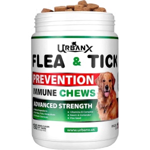 Flea and Tick Prevention Chews for Dogs, 180 Treats, Natural Flea and Tick Treatment for Chihuahua and Other Companion Dogs Flea and Tick Chews for Dogs, Oral Pills