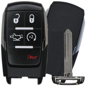 Replacement 2019-2024 Ram 2500 3500 4500 5500 Key Fob – FCC: GQ4-76T, GQ476T – PN: 68575429, 68575429AA – 5 Button