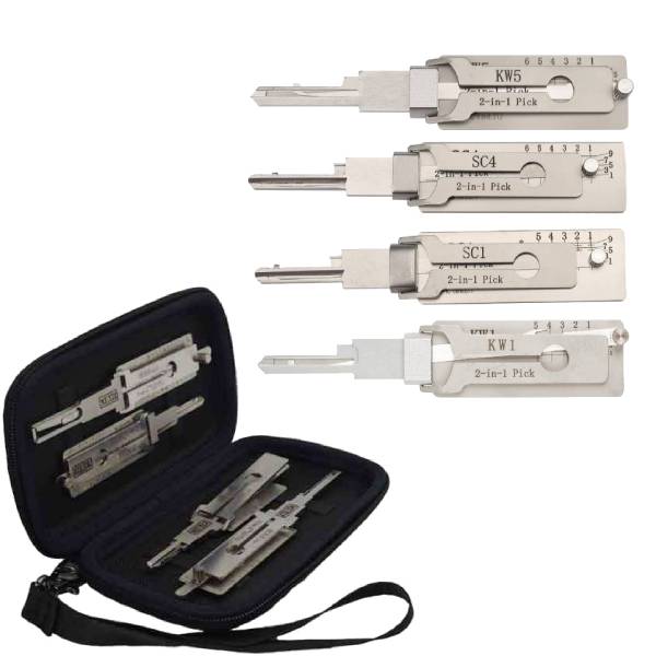 Aftermarket Lishi Residential Pick Set Of 4 KW1 KW5 SC1 SC4 Include Magnetic Case