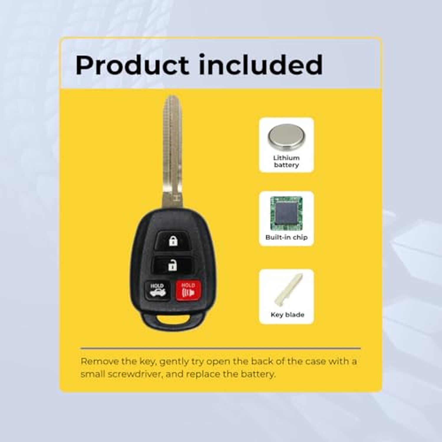 Replacement 2014-2019 Toyota Corolla Camry Key Fob – FCC: HYQ12BDM, HYQ12BEL – PN: 89070-02880 – 4 Button - Image 7