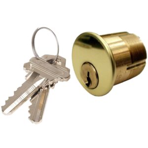 Aftermarket 1 1/4 Inch Mortise Cylinder Brass Finish – Schlage Keyway - image 1