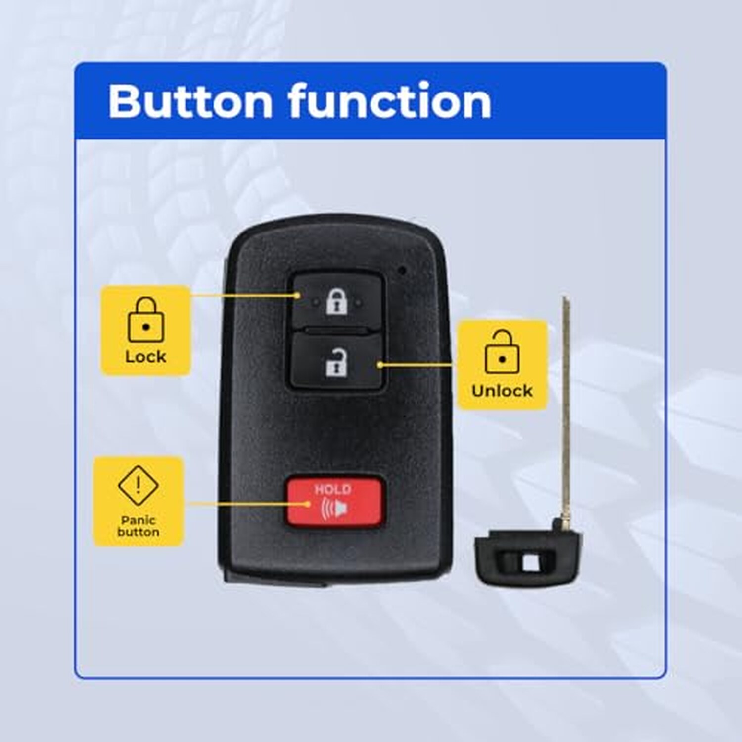Replacement 2020 Toyota 4Runner Key Fob – FCC: HYQ14FBA – PN: 89904-0E092, 89904-0E091, 89904-60J70, 89904-0E090 – 3 Button - Image 5