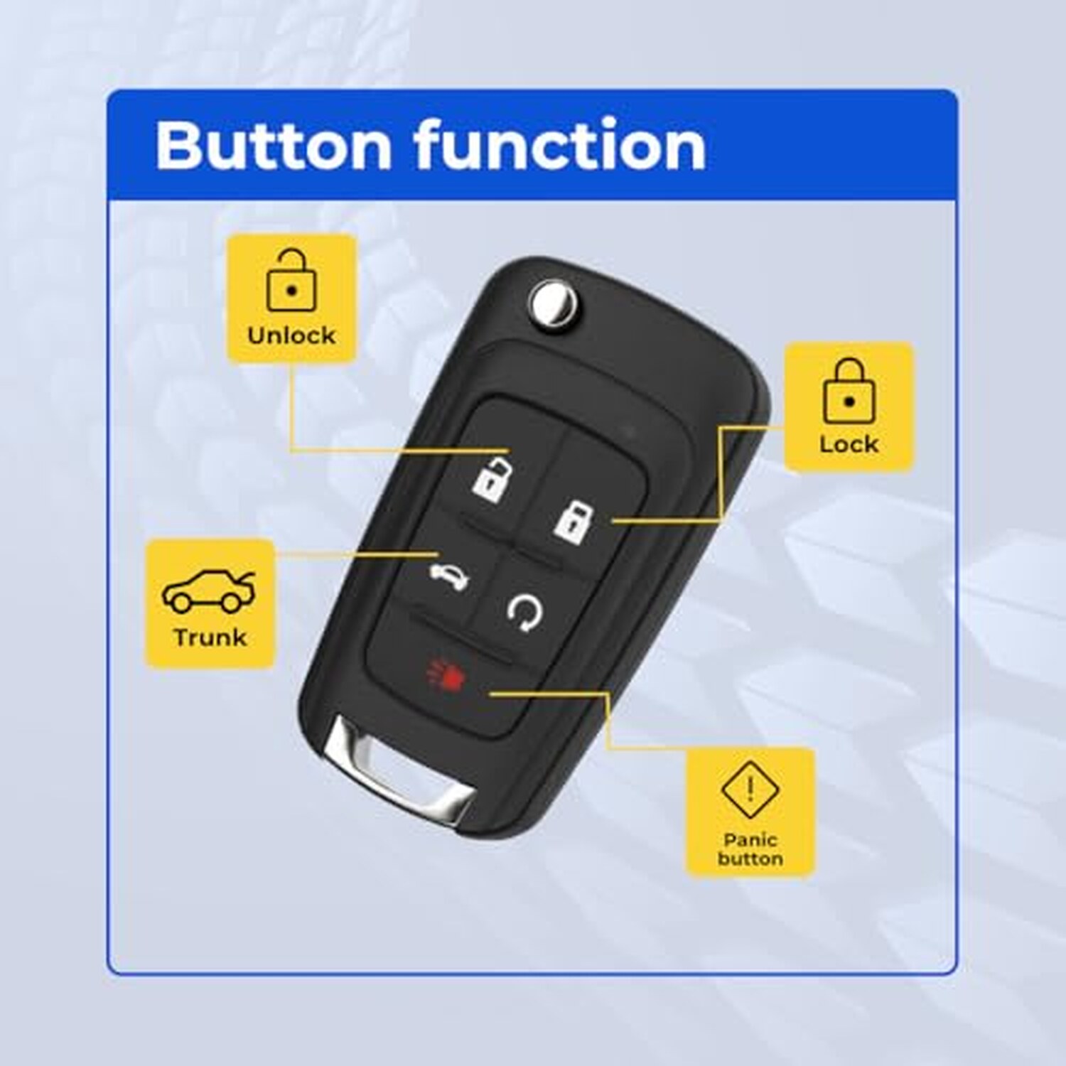 Replacement 2012-2017 Buick Verano Key Fob – FCC: OHT01060512 – PN: 13504199 – 5 Button - Image 6