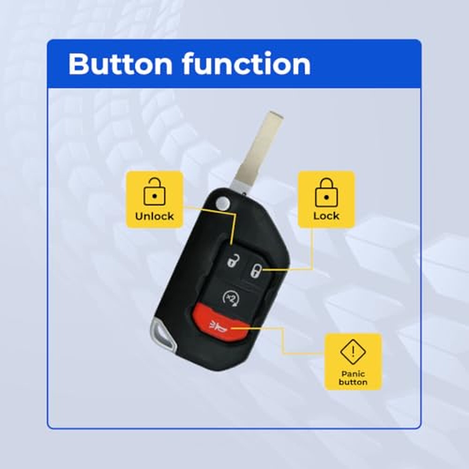 Replacement 2018-2021 Jeep Gladiator Wrangler Key Fob – FCC: OHT1130261 – PN: 68416784AC, 68416785 – 4 Button - Image 5
