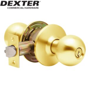Aftermarket DEXTER Grade 2 Entry Office Cylindrical Knob Lock Bright Brass Finish - image 1
