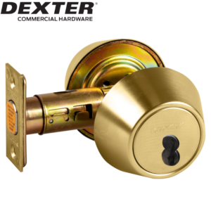 Aftermarket DEXTER Grade 2 Single Cylinder Deadbolt 2-3/8″ or 2-3/4″ Adjustable Backset, SFIC Prep Less Core Bright Brass Finish - image 1