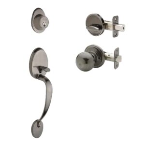 Aftermarket Antique Nickel Single Cylinder Knob Door Handleset KW1 Keyway - image 1