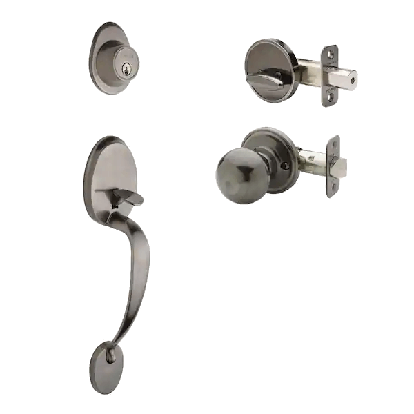 Aftermarket Antique Nickel Single Cylinder Knob Door Handleset KW1 Keyway - image 1