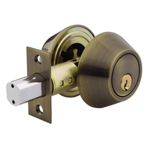 Aftermarket Grade 3 Double Cylinder Deadbolt, 2-3/8″ or 2-3/4″ Adjustable Backset Conventional Cylinder Brush Antique (KW1) - image 1