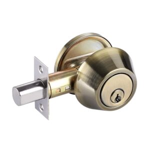 Aftermarket Grade 3 Single Cylinder Deadbolt, 2-3/8″ or 2-3/4″ Adjustable Backset Conventional Cylinder Antique Brass Finish (SC1) - image 1