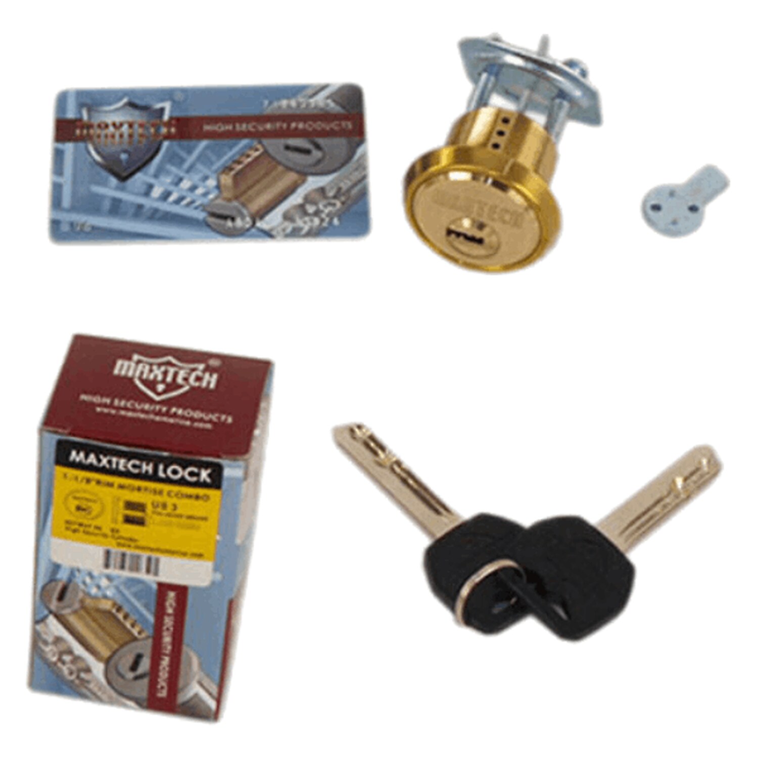 Aftermarket Polished Brass 1-1/8″ Rim/Mortise Cylinder With 2 Keys 006 KEYWAY - image 2