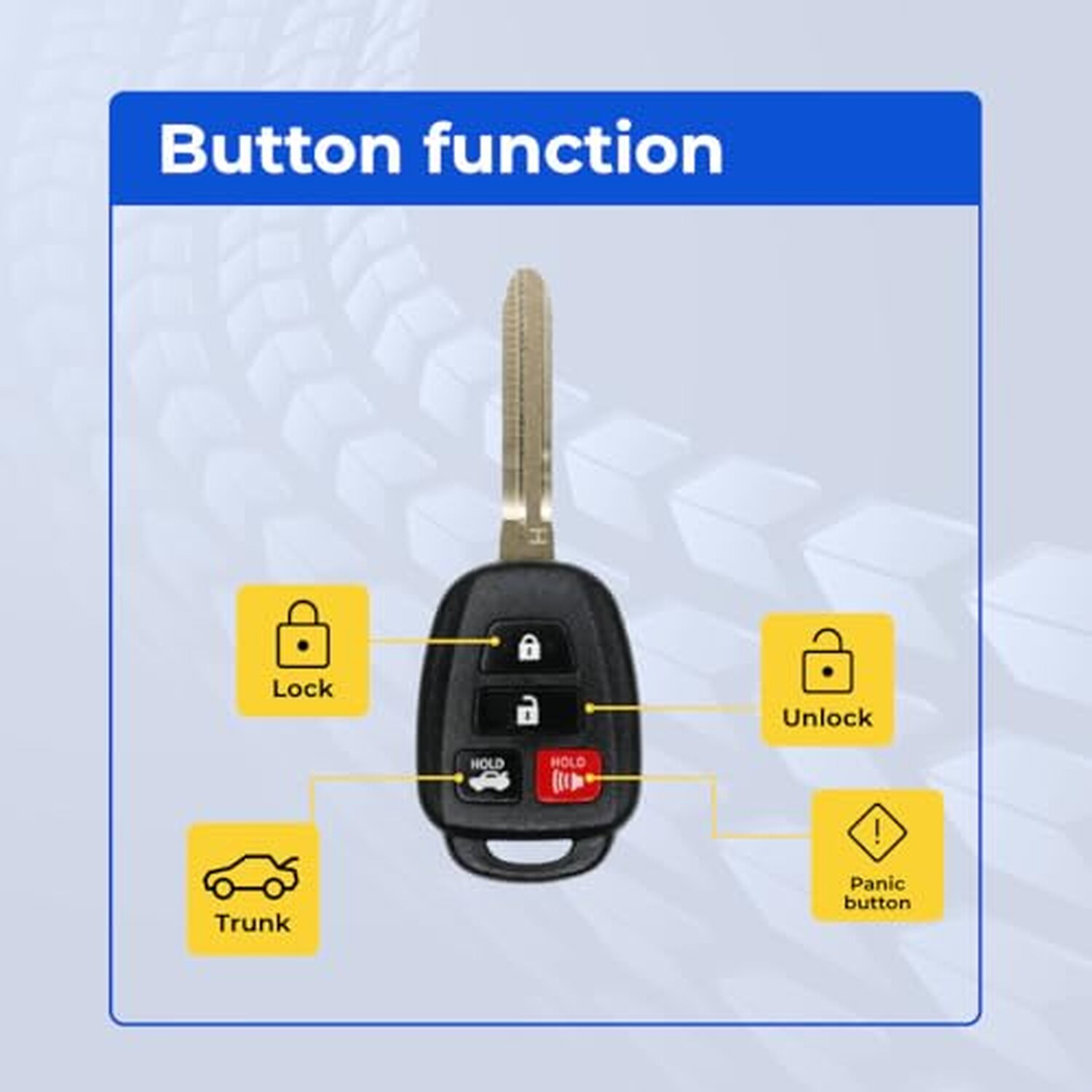 Replacement 2014-2019 Toyota Corolla Camry Key Fob – FCC: HYQ12BDM, HYQ12BEL – PN: 89070-02880 – 4 Button - Image 5