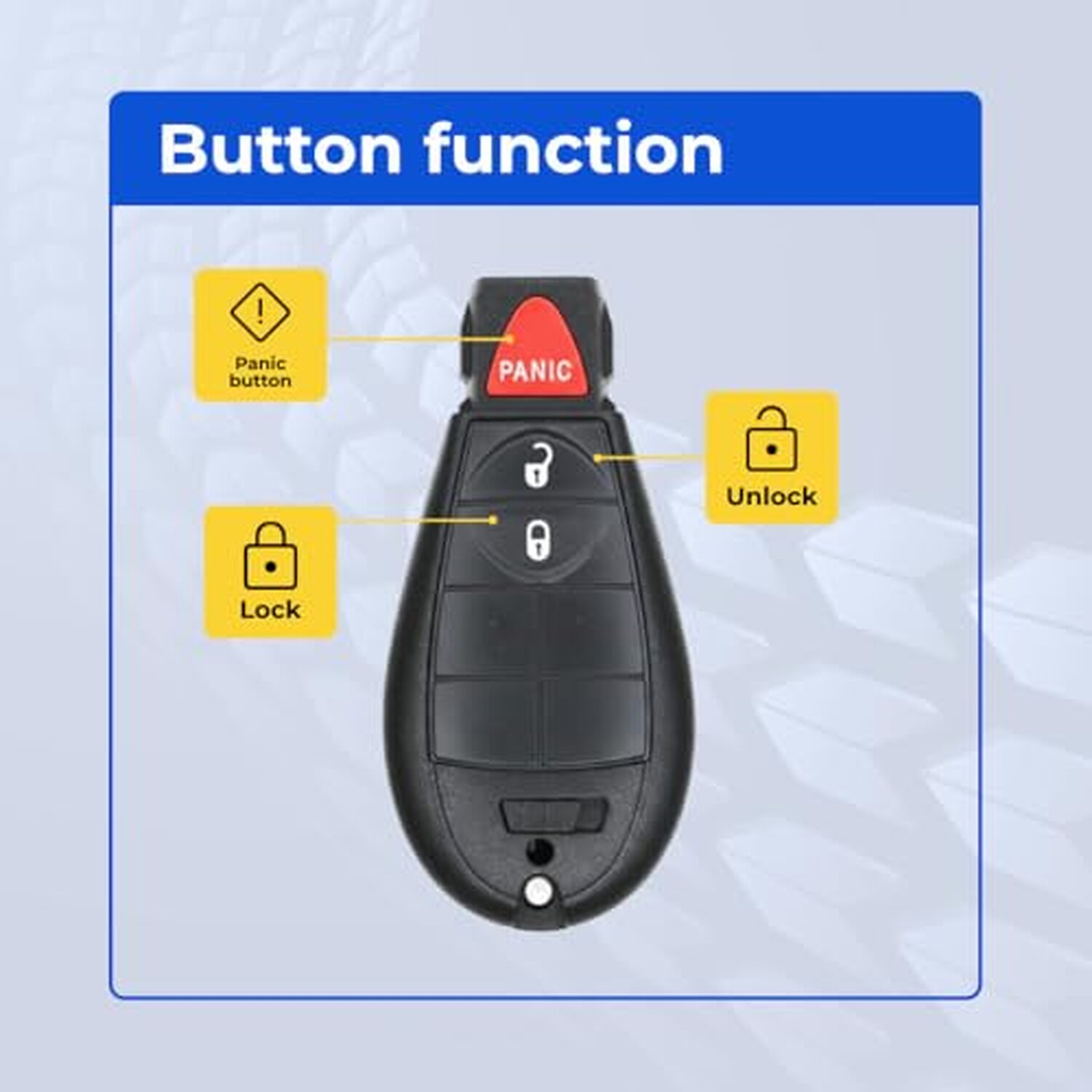 Replacement 2010 Jeep Grand Cherokee Key Fob – FCC: IYZ-C01C – PN: 56046706, 56046707 – 3 Button - Image 6