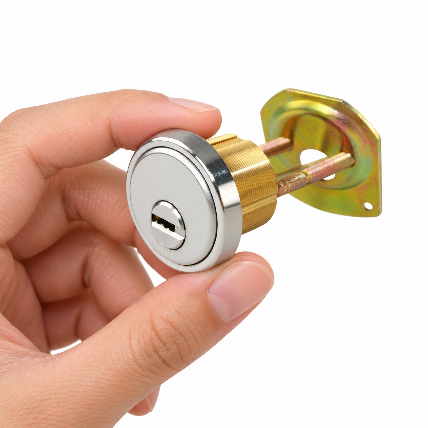 Aftermarket Satin Finish 1-1/8″ Rim/Mortise Cylinder With 2 Keys 006 KEYWAY